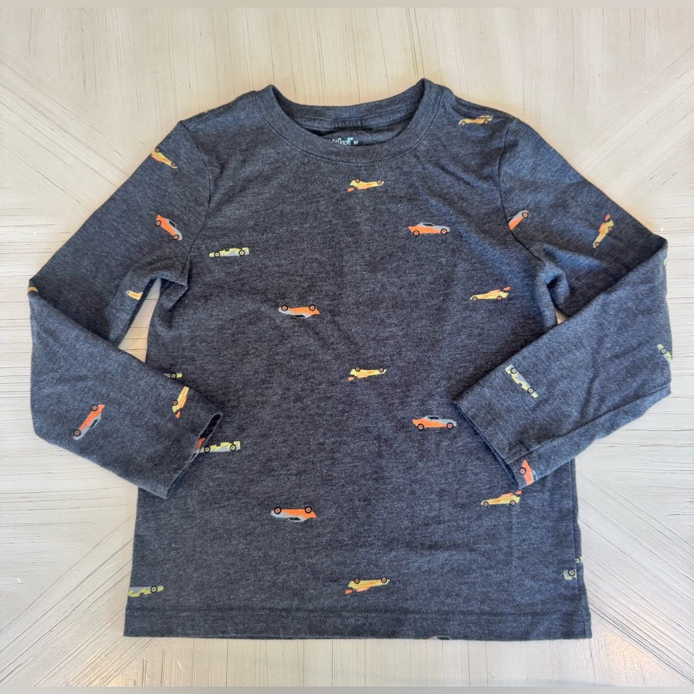 Cat & Jack - Toddler Boys’ Long Sleeve Race Car T-Shirt - Charcoal Gray (Sz  5T) - Picture 2 of 9